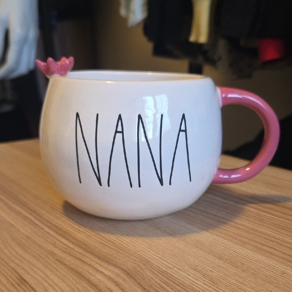 Rae Dunn Artisan Collection "Nana" Mug with Pink Flower and Handle